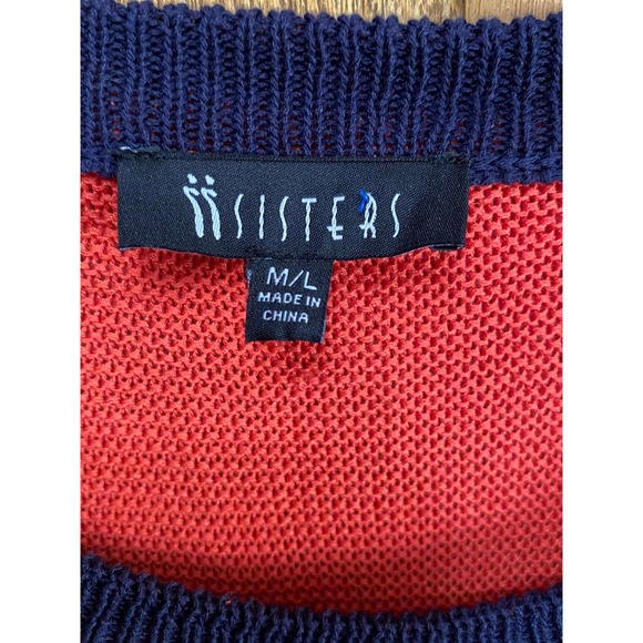 II Sisters Women's Colorblock Knit Sweater Dress Scoop Neck Multicolor Medium - Picture 3 of 4